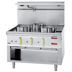 Wokherd mit 3 Brenner 1x Ø 230mm (10,13kW) + 2x Ø 290mm (21,44kW) CHINA-3L Chinaherd