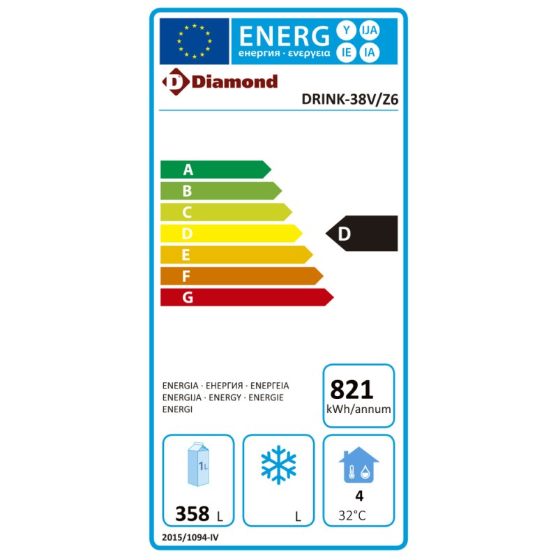 Getränkekühlschrank 380 Liter +2°/+12°C DRINK-38V-Z6 Getränkekühlung