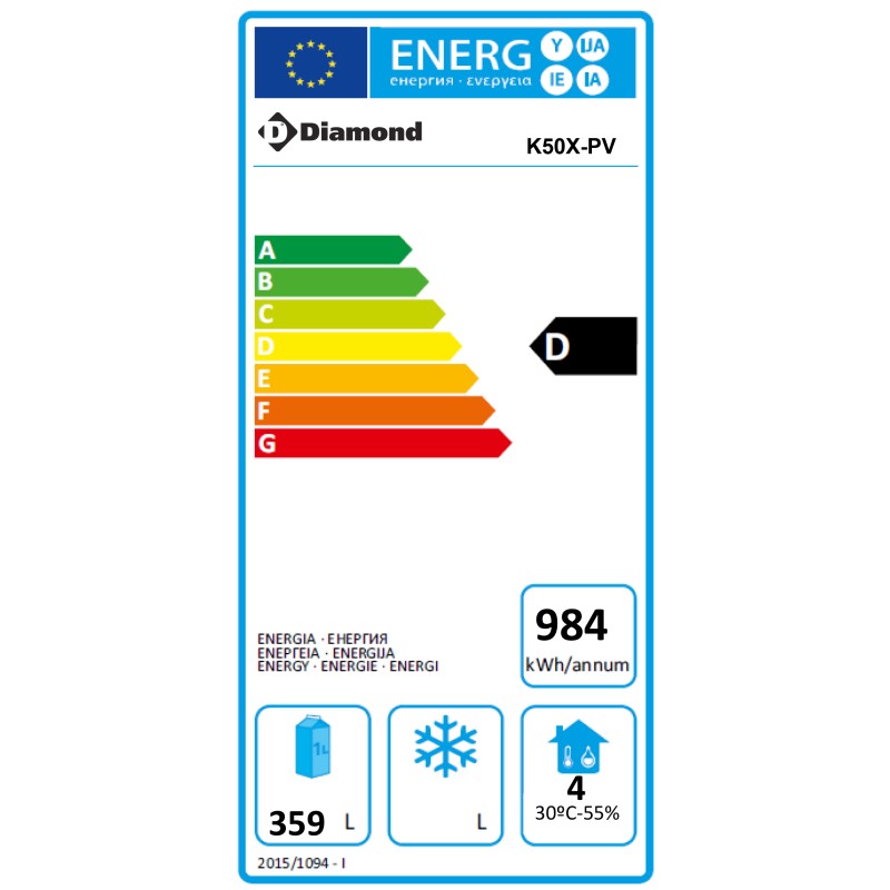 Kühlschrank belüftet Euronorm +2°/+8°C K50X-PV Kühl- & Tiefkühlschrank