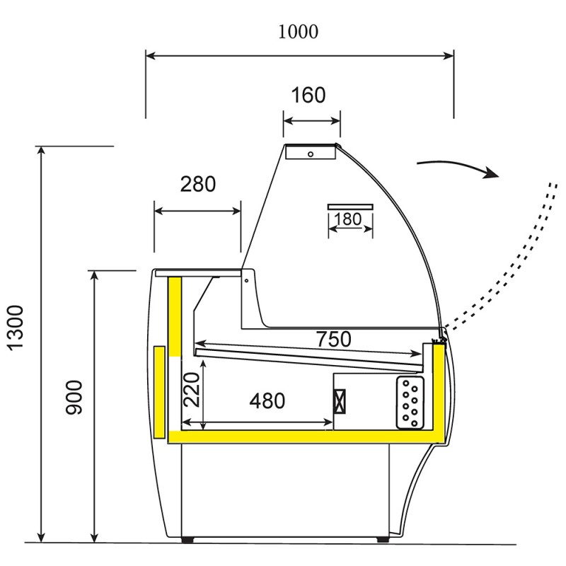 Verkaufskühltheke mit Resrevefach - B 1500 mm MA15-B5-R2V Kühltheken