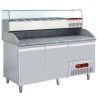 Pizzatisch mit 2 Türen und 6x GN 1/4 Kühlaufsatz TP23-P9-SX160G-PP9 Pizzakühltisch