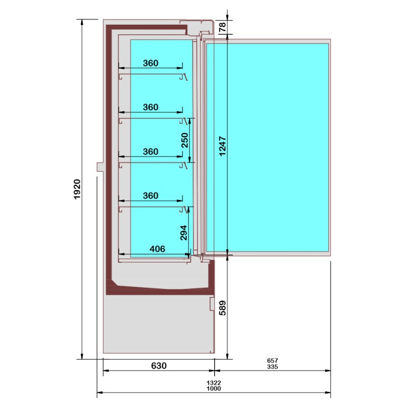 Wandkühlregal INOX mit Flügeltür - B 900 mm MML09-FX Wandkühlregale