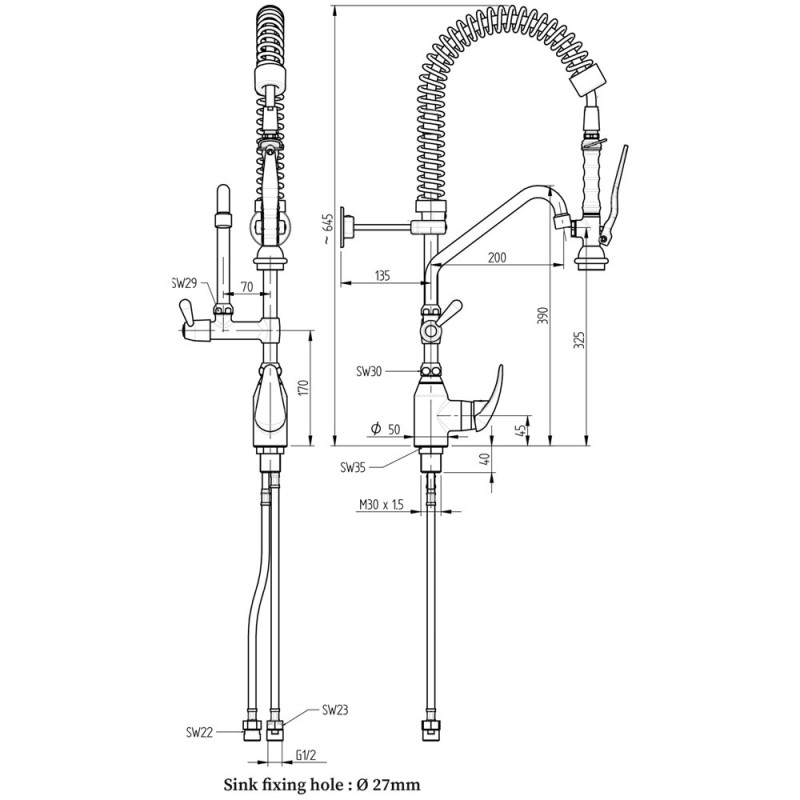 Geschirrbrause mit Schwenkhahn 360° CW4086-MT Wasserarmaturen