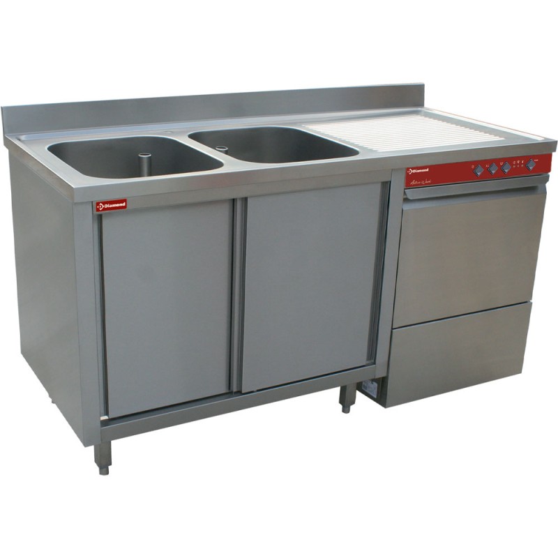 Spülschrank für Untertischspülmaschine - B 1600 mm L1621VD-AS-D Spültische/-schränke